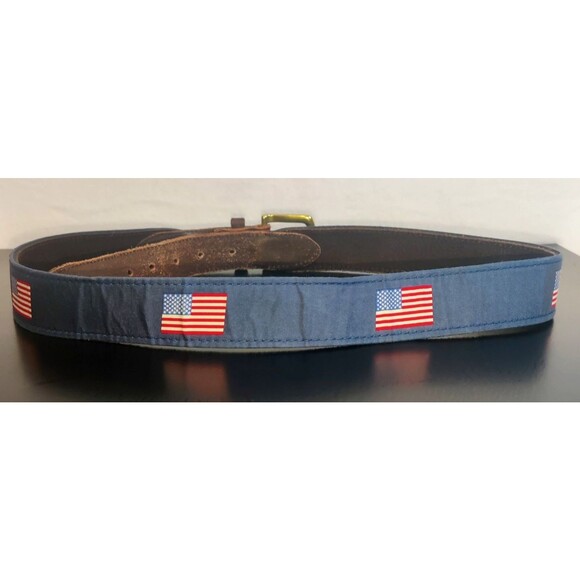 Vineyard Vines Patriot Flag Canvas and Leather Tipped Men's belt Size 36 - Picture 2 of 16